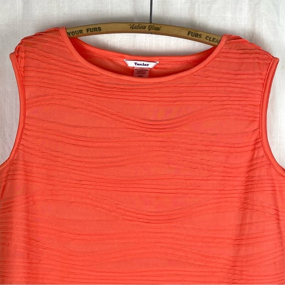 TANJAY Sleeveless Top Tank summer spring coral salmon waves vintage? - Picture 2 of 14